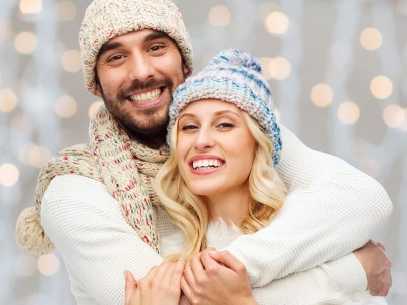 a young couple smiling