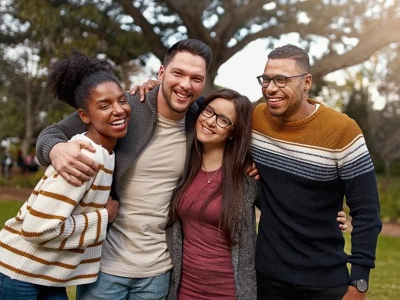 a group of friends smiling